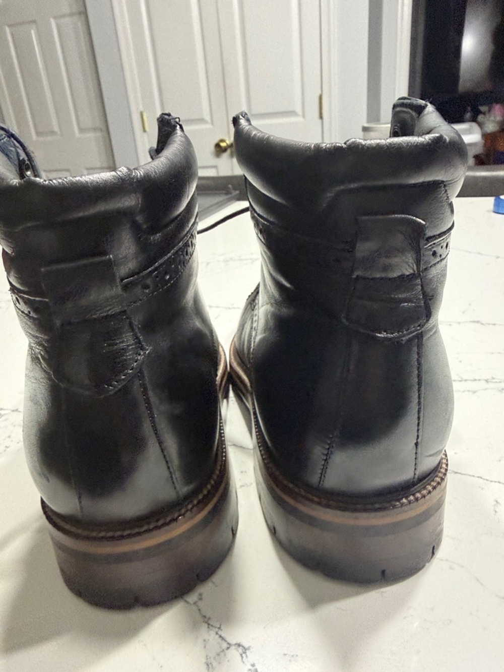 Johnston & Murphy Black Leather Brogue Chukka Boots - Picture 4 of 4
